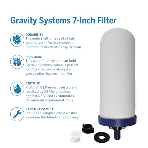 G-Series 7-Inch Gravity Filter Replacement 2-Pack - Universally Compatible with Gravity Water Filtration Systems - NSF/ANSI Certified to Reduce Lead, Microplastics, & Total PFAS (2-Pack)