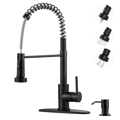 Black Kitchen Faucet with Soap Dispenser