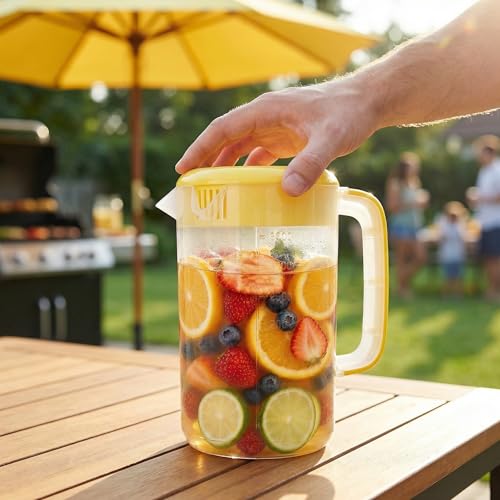 2 Pack 1 Gallon Plastic Water Pitcher with Lid (2 Count)