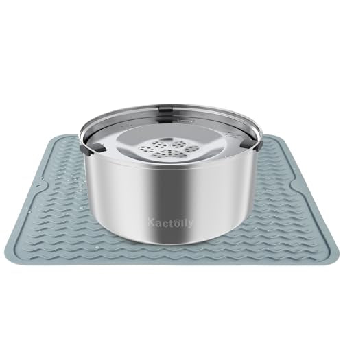 3L Stinless Steel Dog Water Bowl and Waterproof Silicone Mat (2.4 Pound)