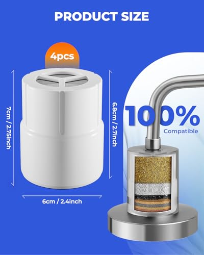 Replacement Filter Cartridge Compatible with JOLIE Filtered Showerhead (4 Count)