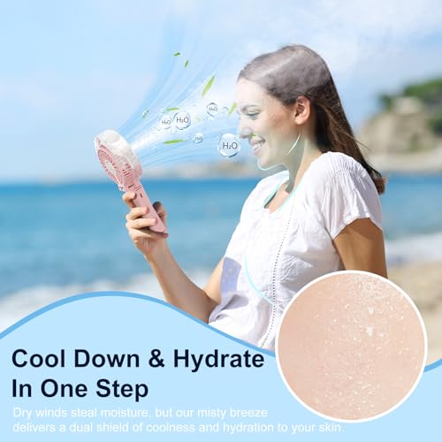 Upgraded Portable Handheld Misting Fan