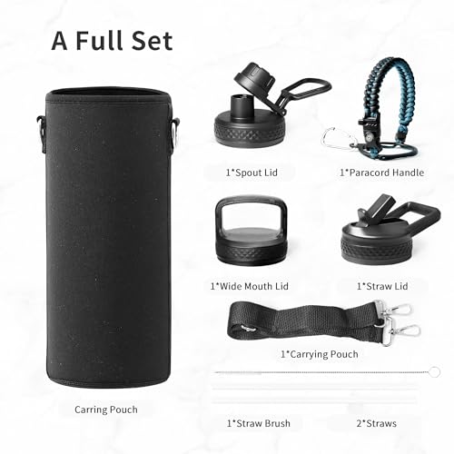 Water Bottle Insulated 40 oz with 3 Lids