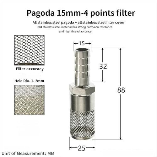 304 Stainless Steel Water Pump Filter Hose End Strainer Barbed Inline Mesh Screen