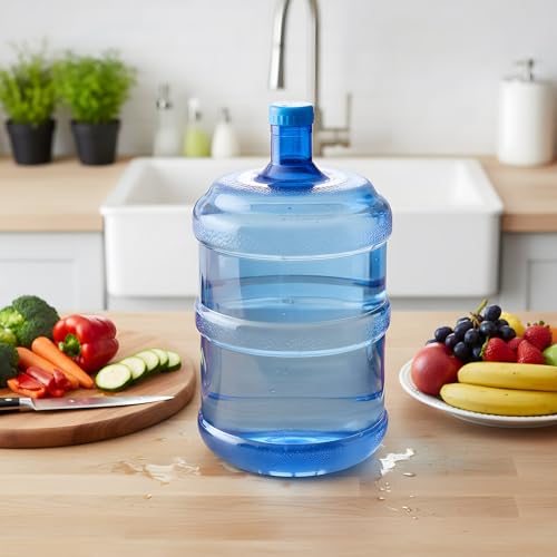 2 Pieces 5 Gallon Water Jugs Round Plastic Water Bottle with Handle Screw Cap Reusable Large Capacity Bottle for Camping Outdoor Travel Gym Use (2 Count)