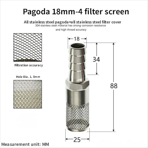 304 Stainless Steel Water Pump Filter Hose End Strainer Barbed Inline Mesh Screen