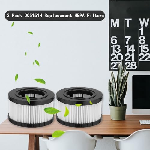 2 Pack DC5151H Replacement HEPA Filter for DEWALT DC515 DCV517 Wet Dry Vac