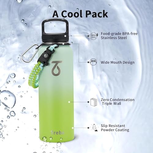 Water Bottle Insulated 40 oz with 3 Lids