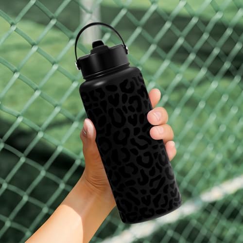 Leopard Water Bottle 32oz Stainless Steel Double Wall Vacuum Insulated with Lid