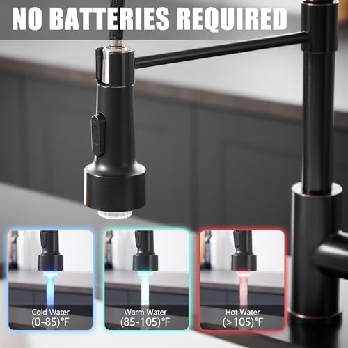 Led Oil Rubbed Bronze Kitchen Faucet with Pull Down Sprayer