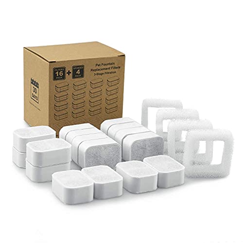 20 Pack Ceramic Cat Water Fountain Replacement Filters (20 Count)