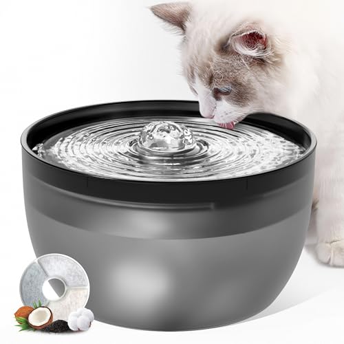 W8 Quiet Stainless Steel Dog & Cat Water Fountain with LED Light