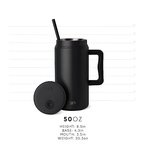 50 oz Mug Tumbler with Handle and Straw Lid