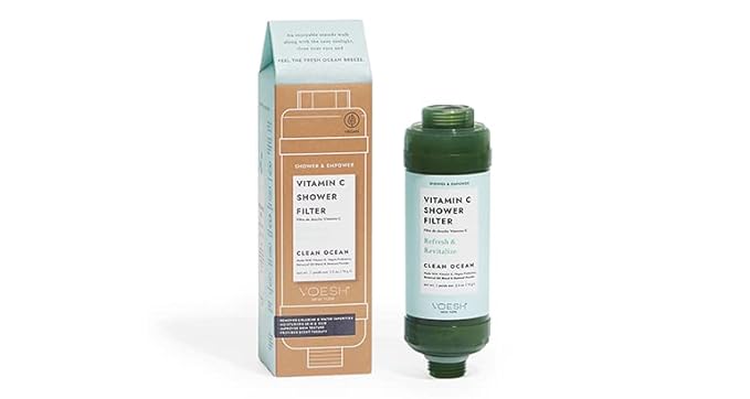 VOESH Vitamin C Shower Filter, Clean Ocean, Shower Aromatherapy, Water Purifier, Water Softener, Vegan Probiotics, Spa Shower Head, Water Filter, Shower Self-Care