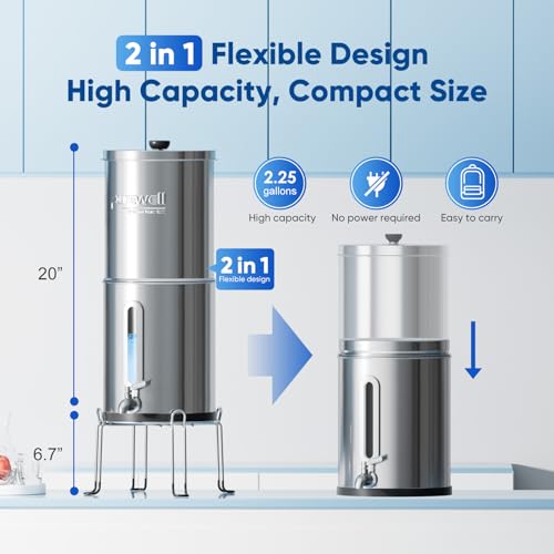 2.25G Gravity Water Filter System with Water Level Window (4 Count)
