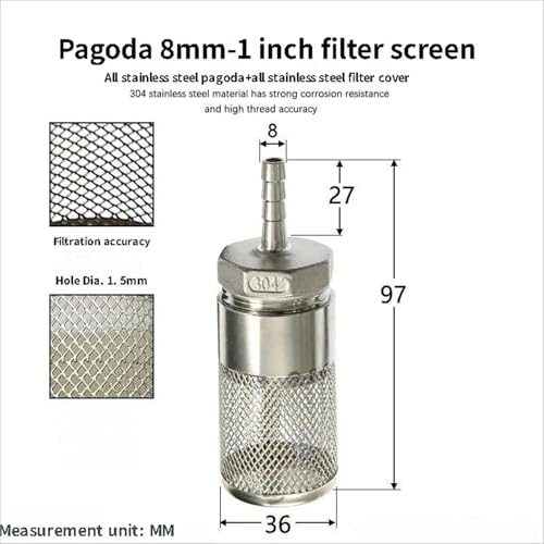 304 Stainless Steel Water Pump Filter Hose End Strainer Barbed Inline Mesh Screen