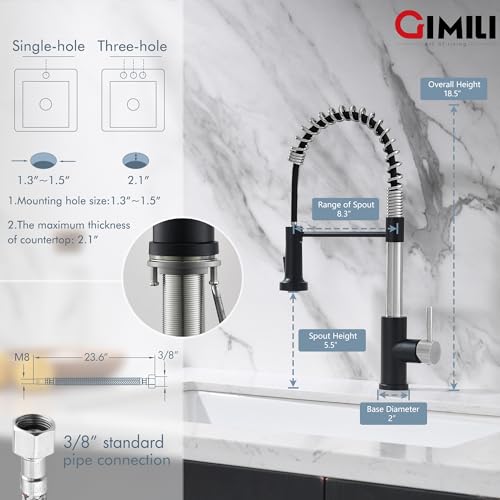 Kitchen Faucet with Pull Down Sprayer Nickel and Black