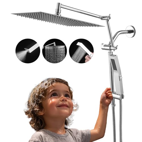 All Metal 10 Inch Rain Shower Head with Handheld Spray Combo