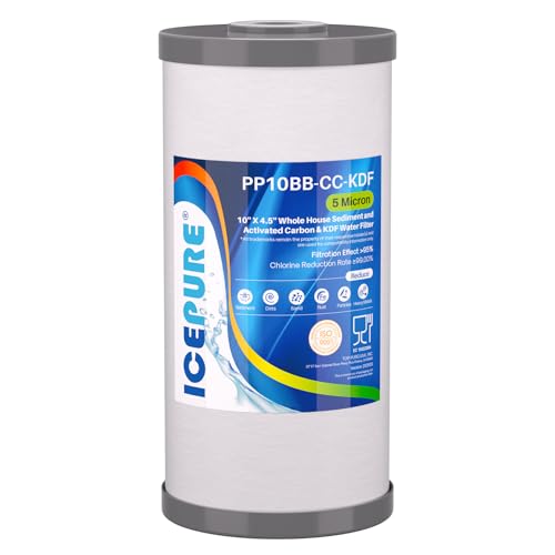 5 Micron 10" x 4.5" Whole House Sediment Activated Carbon and KDF Water Filter Compatible with GE FXHTC
