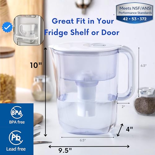 7 Cup Water Filter Pitcher & 3 Filters & Electronic Filter Change Reminder