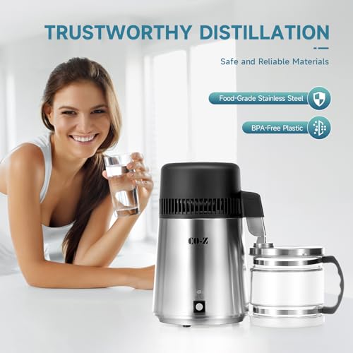 4L Brushed Stainless Steel 750W Countertop Water Distiller