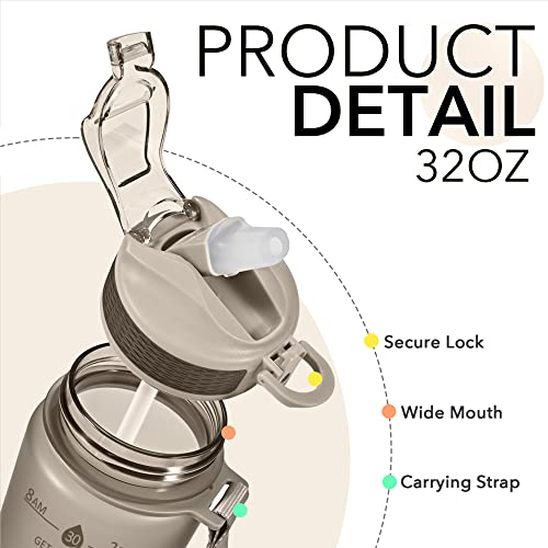 Plastic Water Bottle With Straw & Time Marker