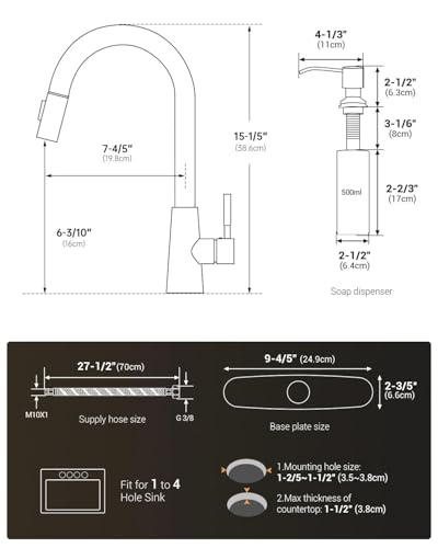 Kitchen Faucet Touchless with Soap Dispenser and Pull Down Sprayer