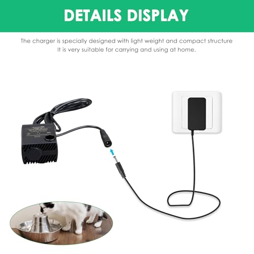 12V Replacement Charger for Pump Compatible with PetSafe Drinkwell 360 Pet Water Fountain Power Supply Adapter