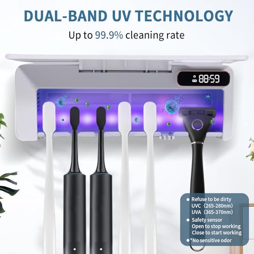 UV Toothbrush Sanitizeri Holder with 99.9% Cleaning