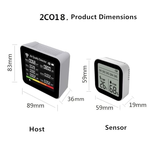20-in-1 Smart WiFi Air Quality Monitor CO2 TVOC HCHO PM2.5 PM10 & Weather Stations Wireless Indoor Outdoor Thermometer with 5 sensors ，Air Quality Tester for Bedroom, Smart Home, Phone APP