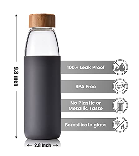 25 Oz Borosilicate Glass Water Bottles with Bamboo Lid