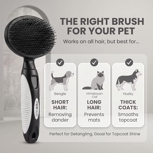 Round Bristle Pet Brush for Dogs and Cats