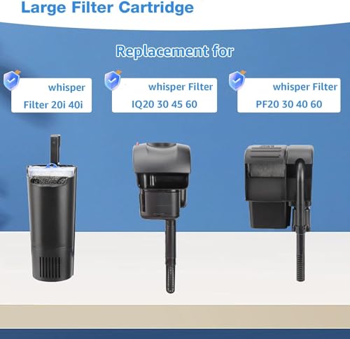 12 Pack Large Aquarium Filter Cartridges Compatible with Whisper Bio (12 Count)