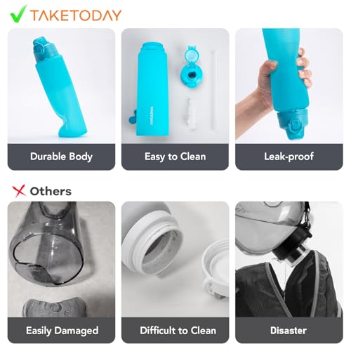 Collapsible Water Bottles with Straw for Travel