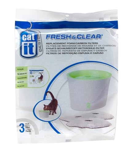 Replacement 3 pack Carbon & Foam Cartridge for Fresh & Clear Water Fountain
