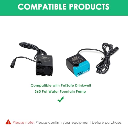 12V Replacement Charger for Pump Compatible with PetSafe Drinkwell 360 Pet Water Fountain Power Supply Adapter