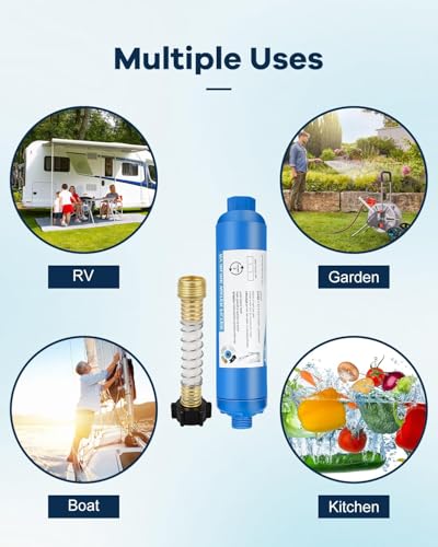 RV Inline Water Filter with 2 Flexible Hose Protector (2 Count)