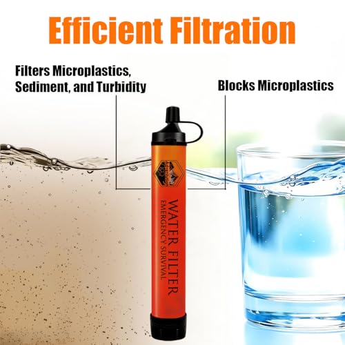 High Capacity Survival Water Filter Straw Kit with Emergency Whistle