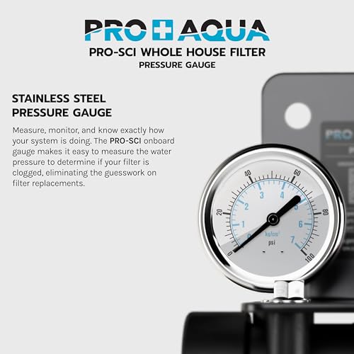 PRO SCI Whole House Single Stage Carbon Infused Water Filter System with Pressure Gauge