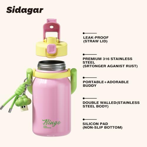32 oz Leak proof Insulated Water Bottle with Straw & Handle Pink