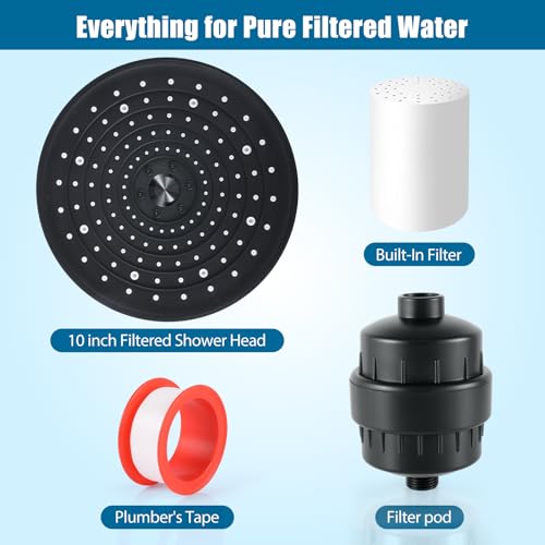 High Pressure Filtered Shower Head Combo with 15