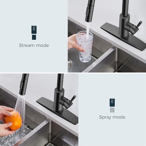 Black Kitchen Faucet with Soap Dispenser