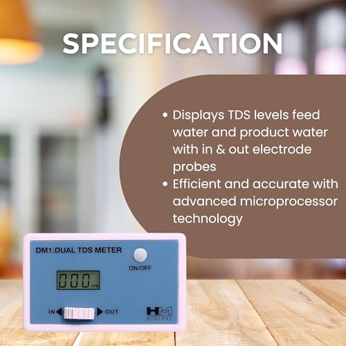 DM-1 In-Line Dual TDS Monitor, 0-9990 ppm Range, +/- 2% Readout Accuracy,Blue & White