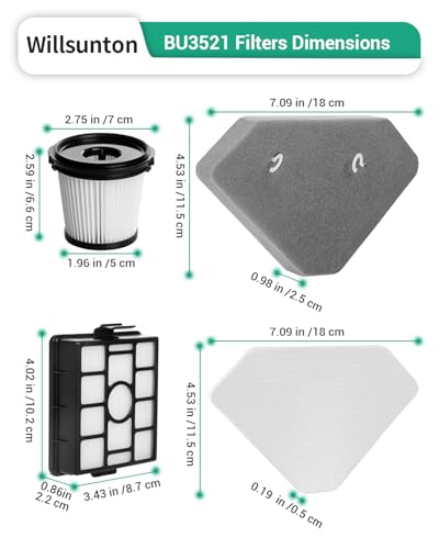 BU3521 HEPA Filter for Shark Clean Lightweight Cordless Stick Cleaner (4 Count)