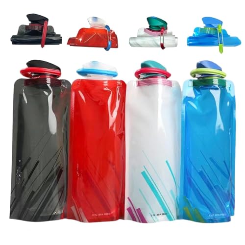 4 Pack Collapsible Water Bottles for Travel (24 Count)