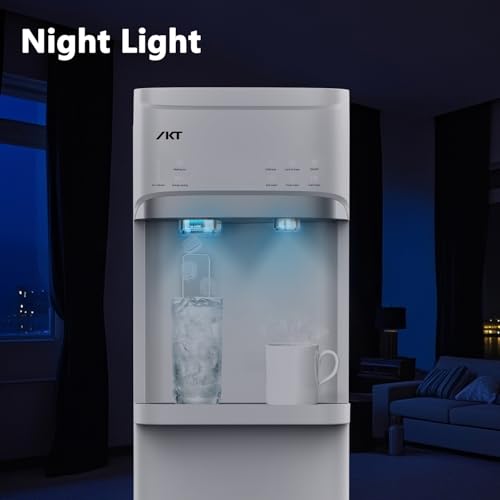 Self Clean 4 in 1 Water Cooler Dispenser with Ice Maker for 5 Gallon Bottle Bottom Loading 22lbs Daily Capacity Empty Bottle Light Ice Full Alert White