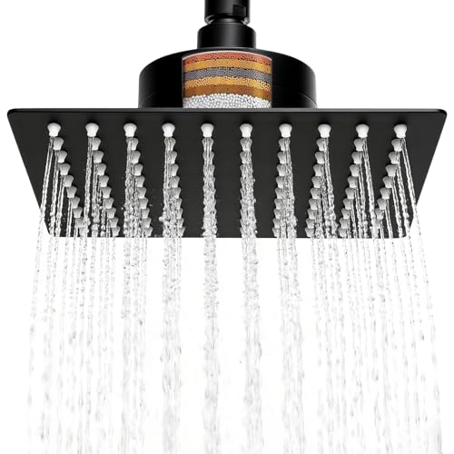 8 Inch Square Rain Shower Head with Filter for Hard Water