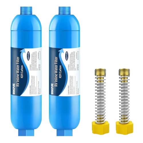 2 Pack RV Inline Water Filter with Flexible Hose Protector (2 Count)