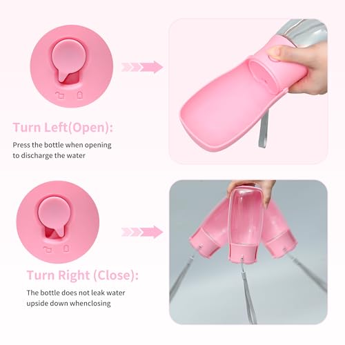Portable Dog Water Bottle 10oz Pink