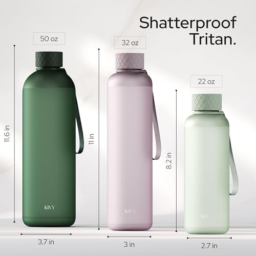 Large Water Bottle 50oz [Lightweight & Shatterproof] Fits Backpack & Cupholder for Travel